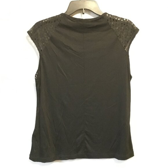NWT H&M Black Lace Topped Crew Neck Cap SleeveTop - Picture 4 of 14